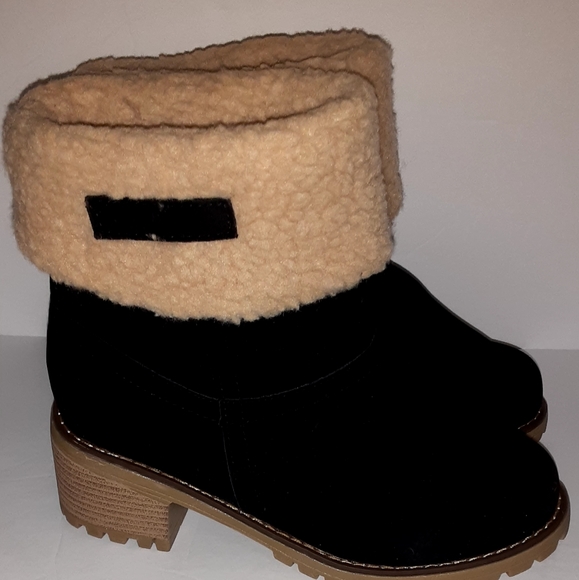 chunky heel snow boots